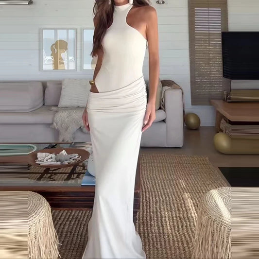 Vestido Largo Elegante de Verano 2025 – Sin Espalda, Ajustado en la Cadera