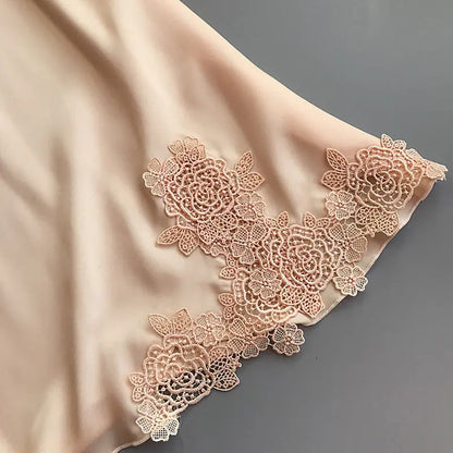 Camisa de dormir de verão feminina sexy em seda com alças