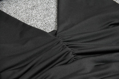 Vestido Bodycon Sexy com Decote Profundo em V e Pescoço Halter – Estilo Elegante