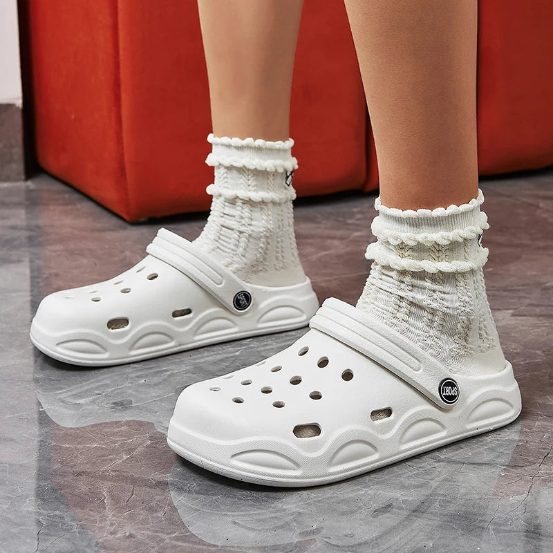 Chinelos tipo Crocs de Verão para senhora, confortáveis e leves, com sola antiderrapante em EVA
