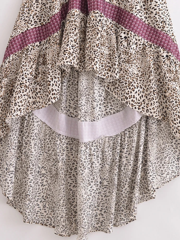 Vestido Boho Queens, com recortes (hollow out), sexy, ideal para praia, com mangas curtas, corte assimétrico