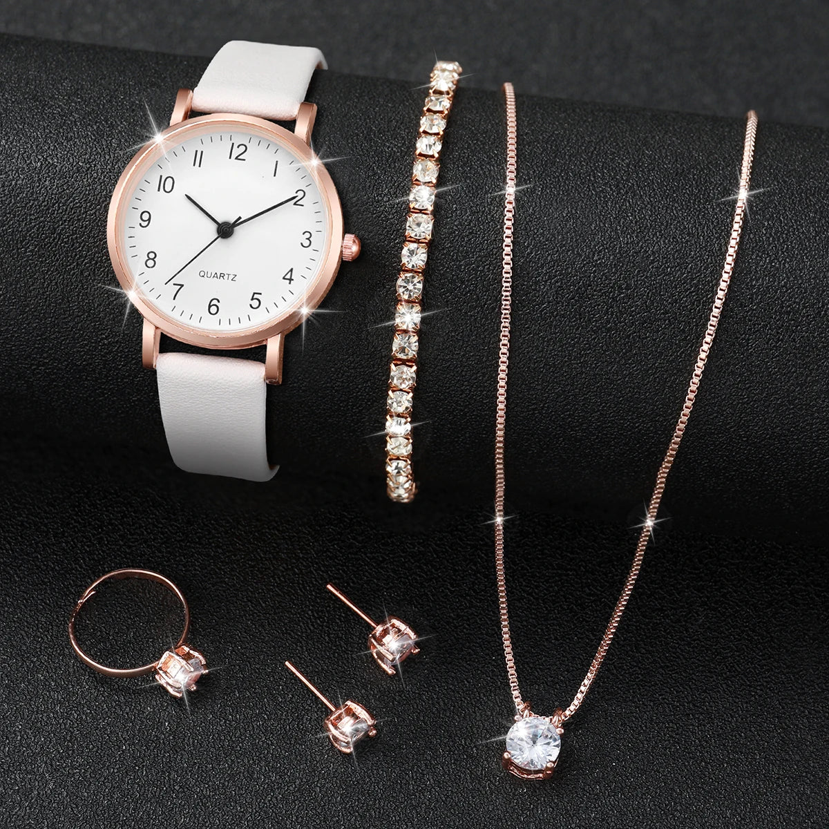 Conjunto Reloj y accesorios de Cuarzo para Mujer – Set de 5/6 Piezas