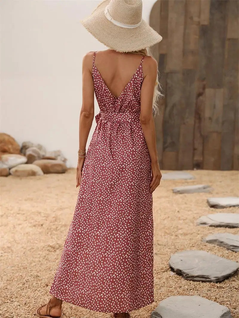Vestido de verano sin espalda con estampado floral