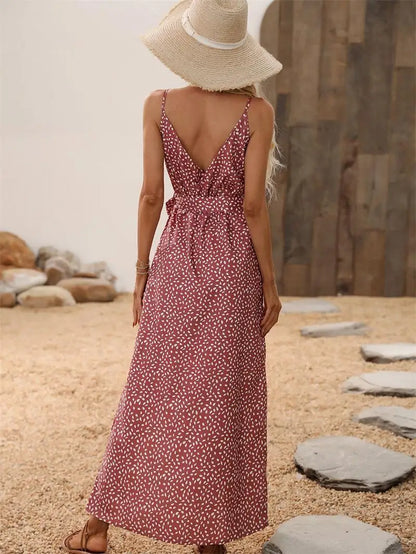 Vestido de verano sin espalda con estampado floral