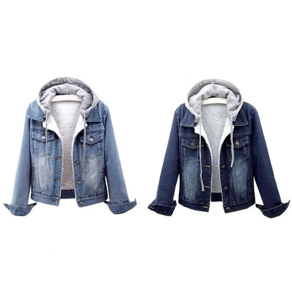 Chaqueta de invierno para mujer estilo chic — abrigo de denim suave y grueso, térmico y disponible en tallas grandes. ❄️🧥