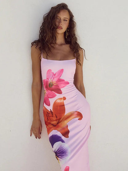 Vestido Largo Mozision con Estampado Floral para Mujer
