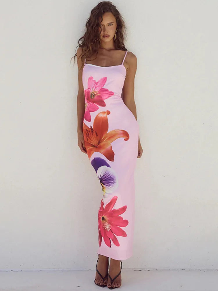 Vestido Largo Mozision con Estampado Floral para Mujer