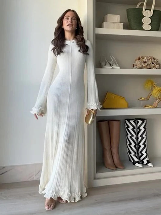 Vestido Largo Elegante de Mujer con Espalda Ajustable con Cintas, Color Sólido – Estilo Casual, Streetwear, Fiesta y Club