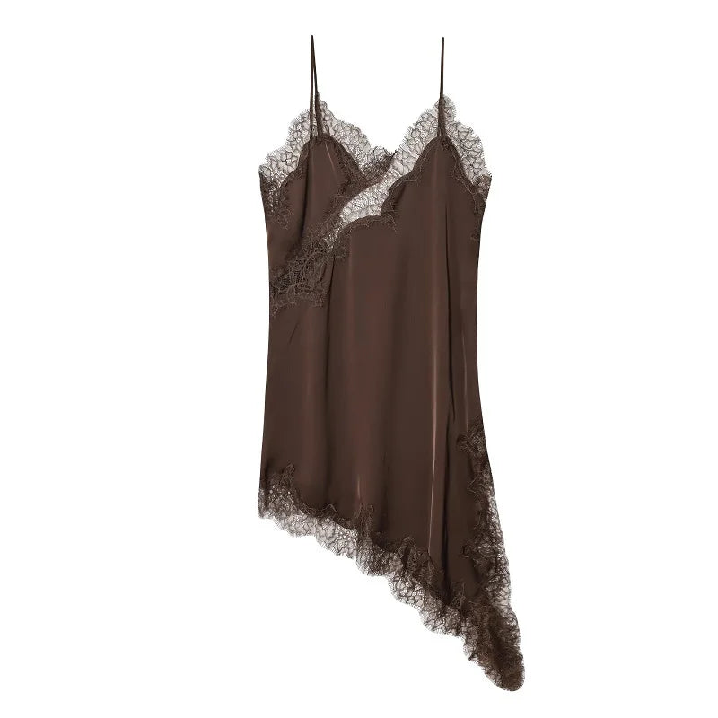 Vestido Mini de Renda e Cetim para Mulher – Estilo Sexy e Festa