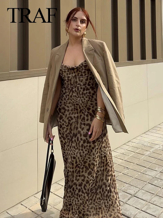 Vestido Largo de Verano con Estampado de Leopardo