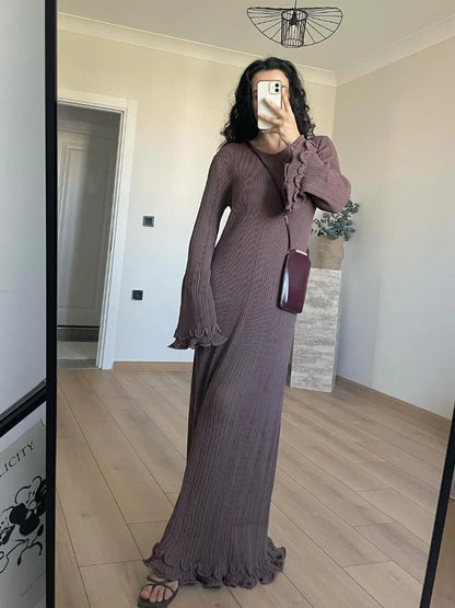 Vestido Largo Elegante de Mujer con Espalda Ajustable con Cintas, Color Sólido – Estilo Casual, Streetwear, Fiesta y Club