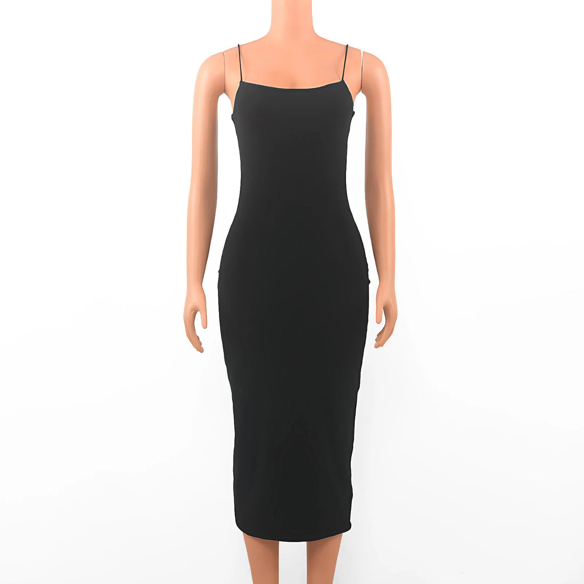 Elegante vestido sexy negro de verano para mujer sin mangas y sin espalda, casual, vestido de fiesta