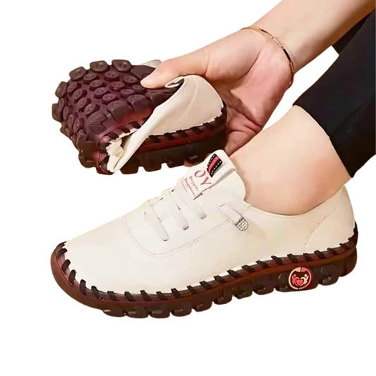Sapato casual para Senhora – Mocassins com Atacadores, Efeito Pele, Rasos, Confortáveis e Ideais para a Primavera e Uso Diário