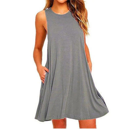 Vestido Feminino de Verão Casual com Bolsos – Estilo T-Shirt