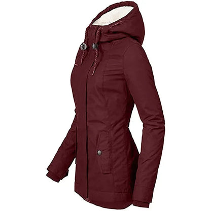 Chaqueta con Capucha y Cremallera para Mujer (Colección 2025/26). Abrigo de Invierno Forrado en Felpa Gruesa, Estilo Parka Casual con Bolsillos