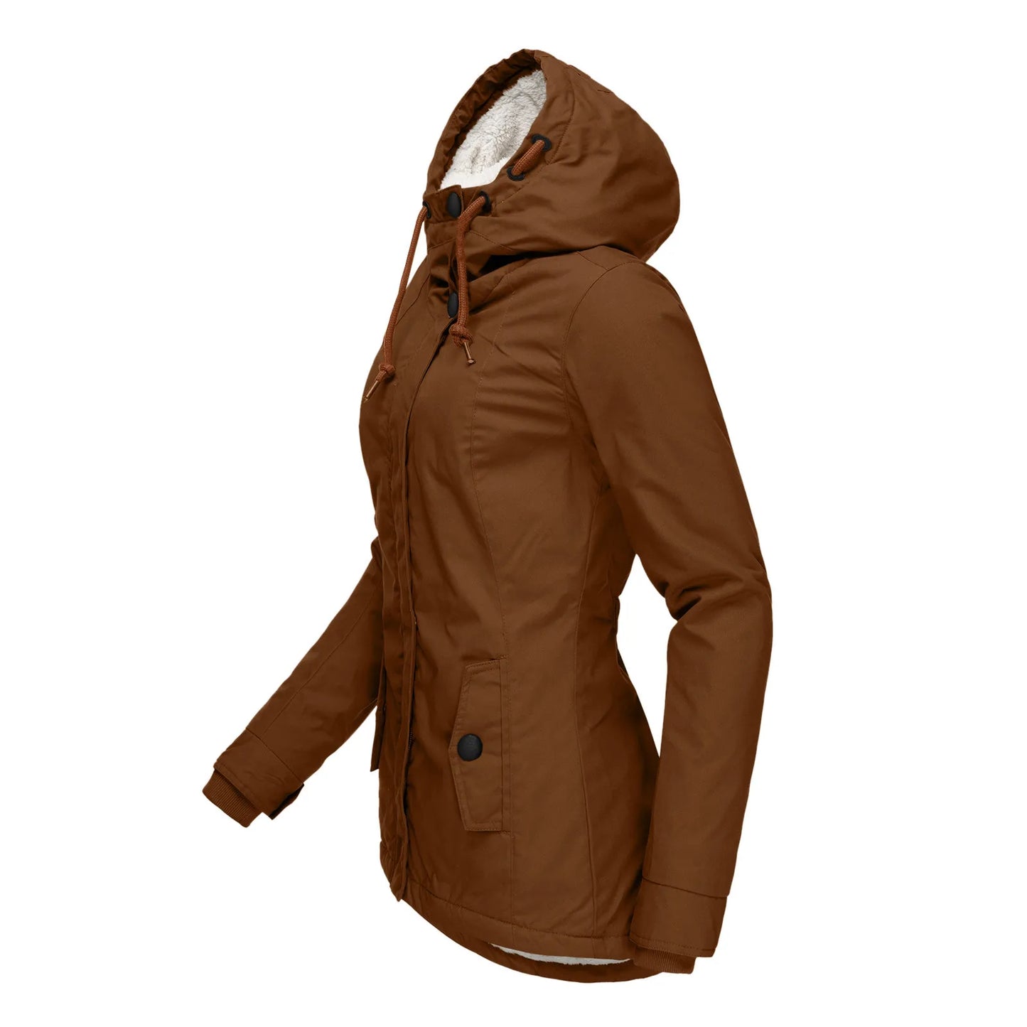 Chaqueta con Capucha y Cremallera para Mujer (Colección 2025/26). Abrigo de Invierno Forrado en Felpa Gruesa, Estilo Parka Casual con Bolsillos