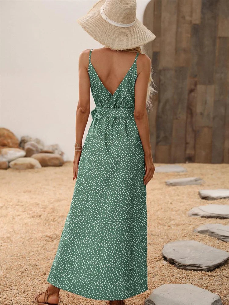 Vestido de verano sin espalda con estampado floral