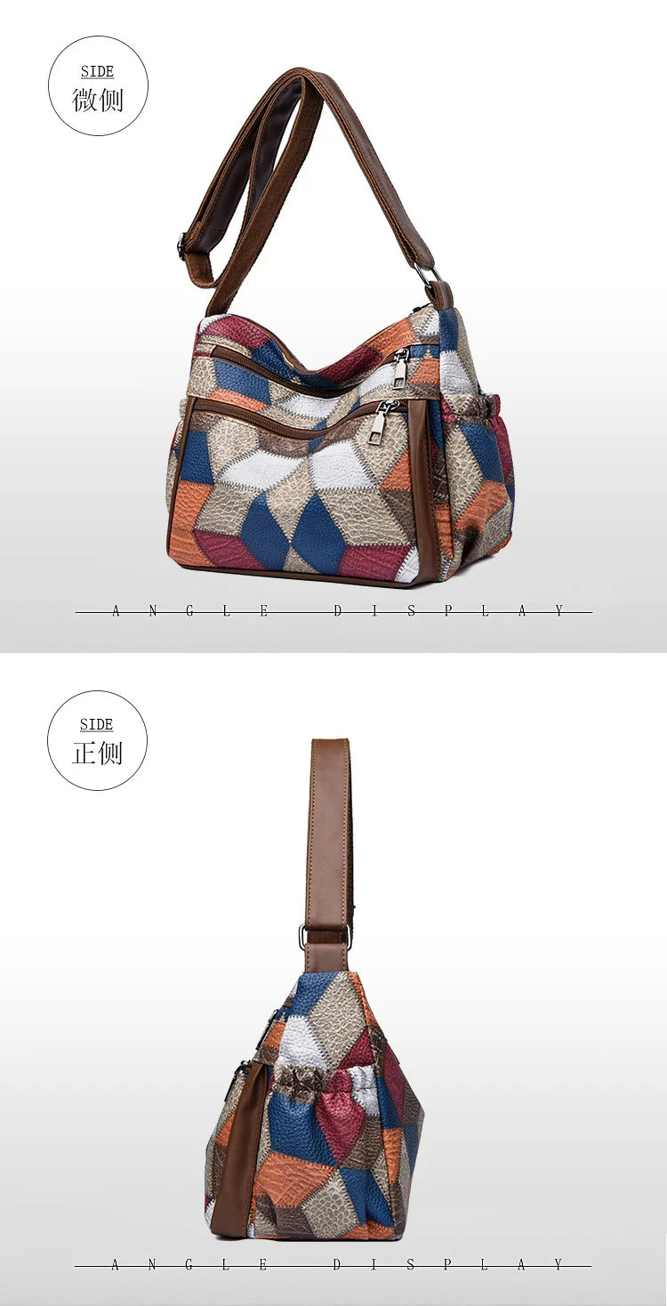 Bolso de mano de cuero con monograma estampado