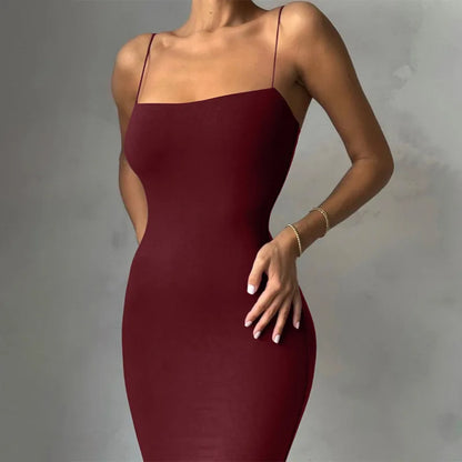 Elegante vestido sexy negro de verano para mujer sin mangas y sin espalda, casual, vestido de fiesta