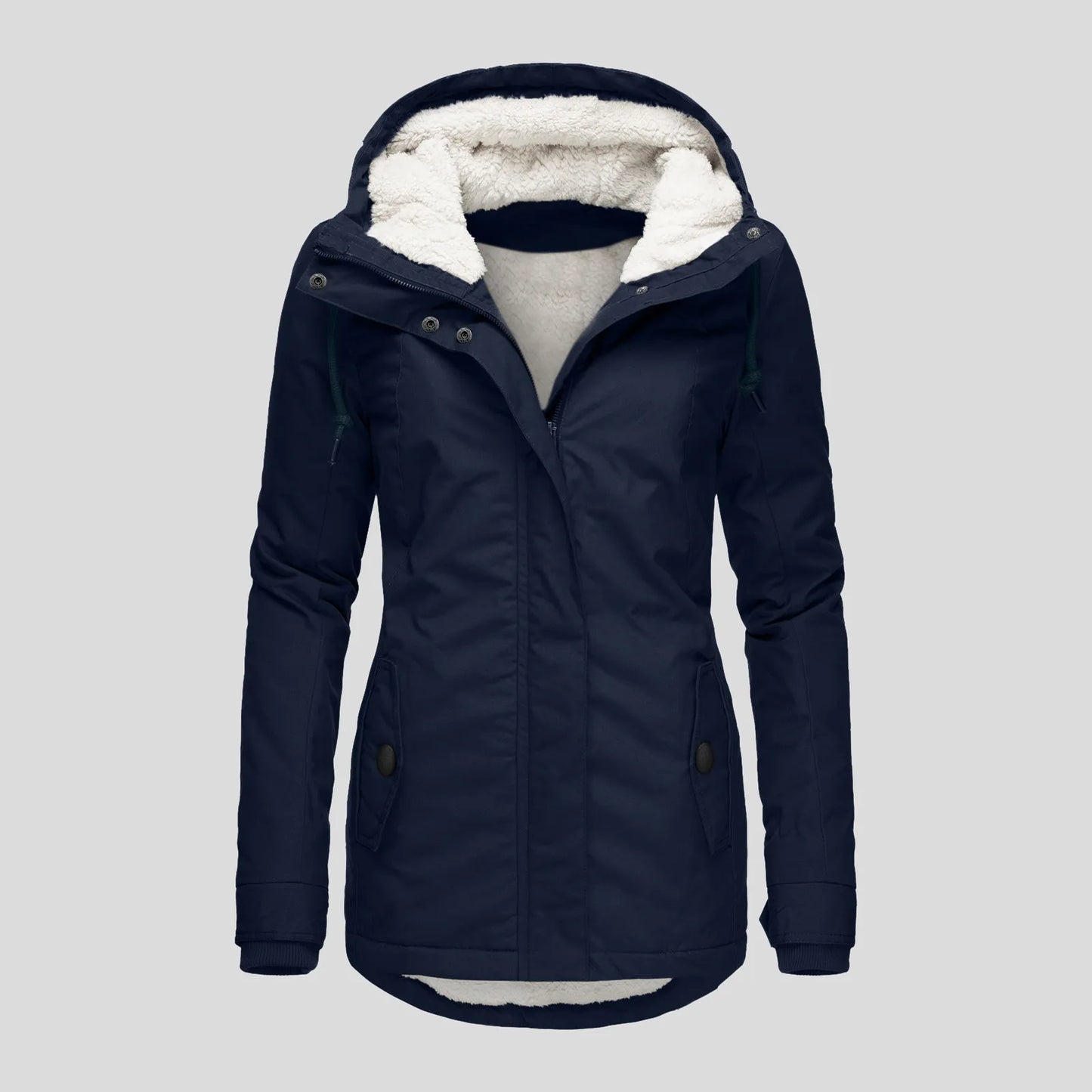 Chaqueta con Capucha y Cremallera para Mujer (Colección 2025/26). Abrigo de Invierno Forrado en Felpa Gruesa, Estilo Parka Casual con Bolsillos