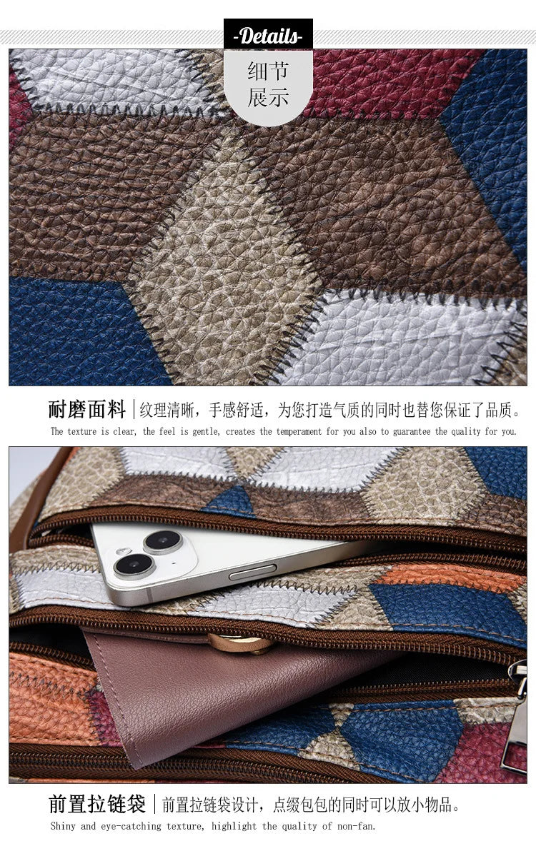 Bolso de mano de cuero con monograma estampado