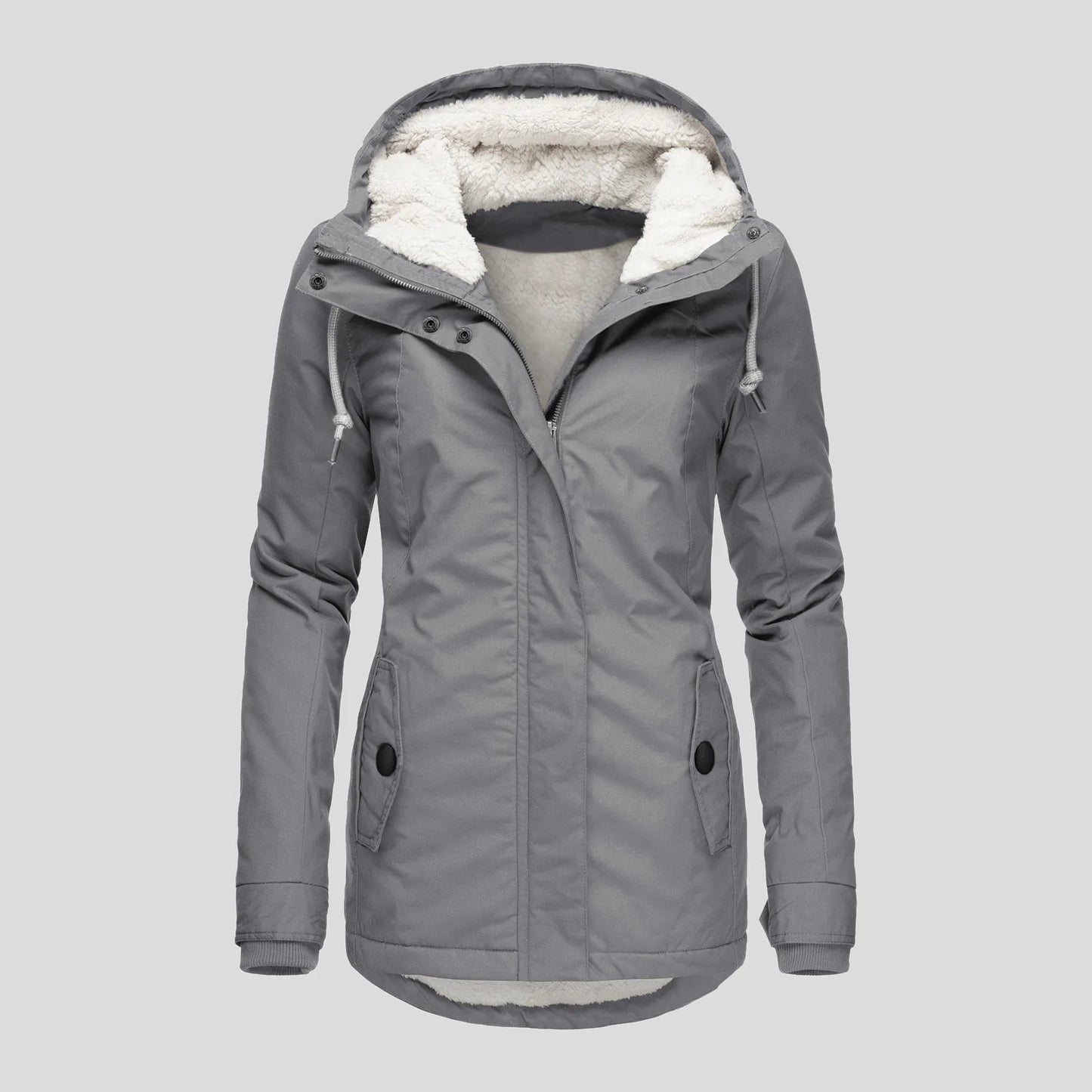 Chaqueta con Capucha y Cremallera para Mujer (Colección 2025/26). Abrigo de Invierno Forrado en Felpa Gruesa, Estilo Parka Casual con Bolsillos