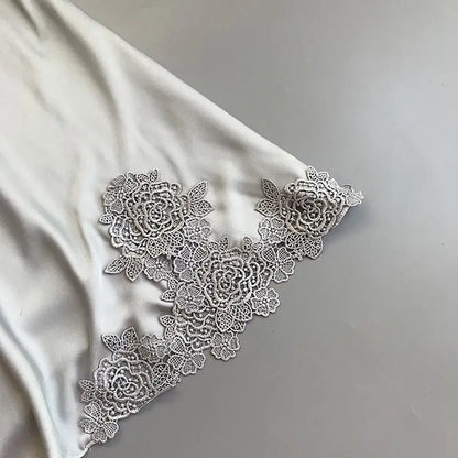 Camisa de dormir de verão feminina sexy em seda com alças