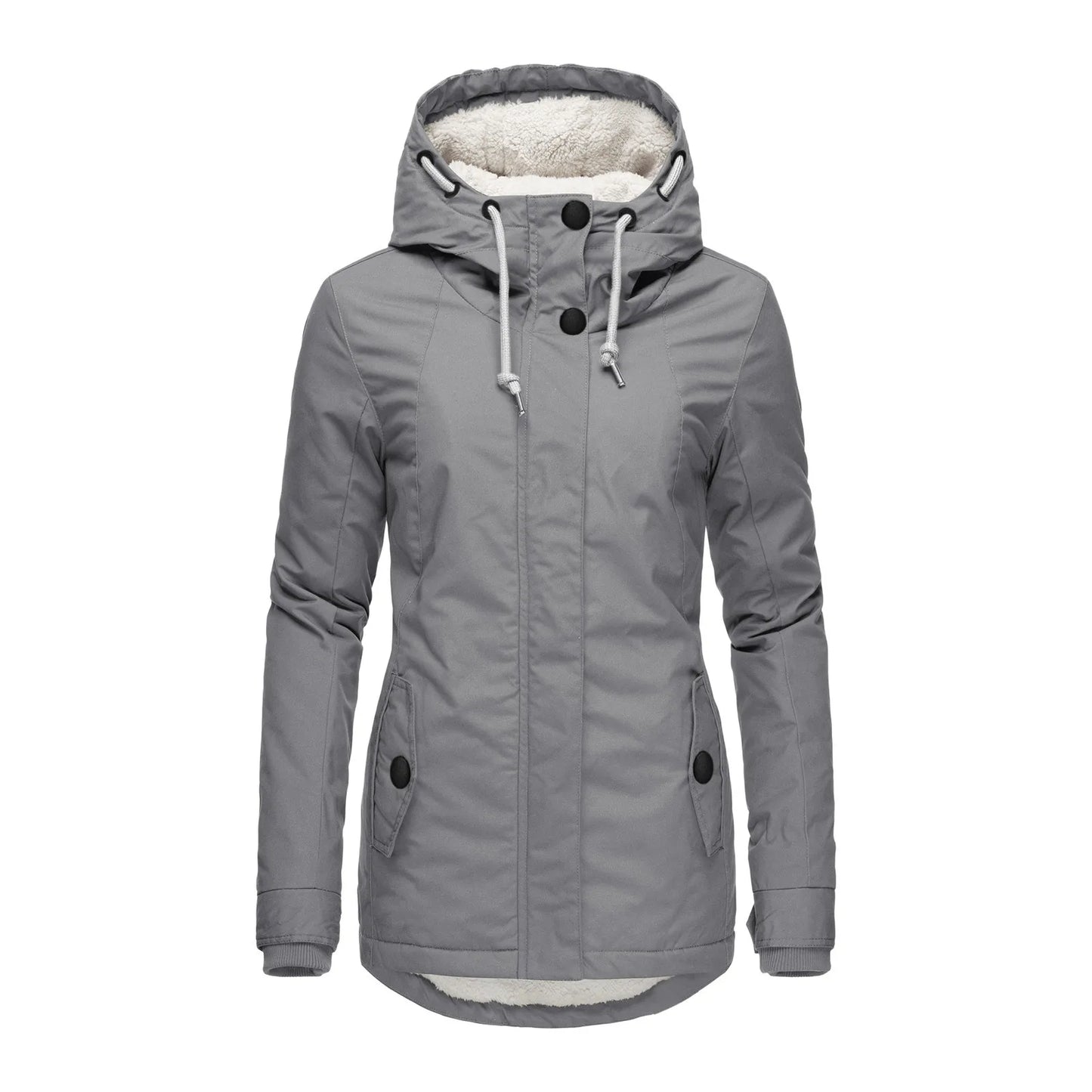 Chaqueta con Capucha y Cremallera para Mujer (Colección 2025/26). Abrigo de Invierno Forrado en Felpa Gruesa, Estilo Parka Casual con Bolsillos