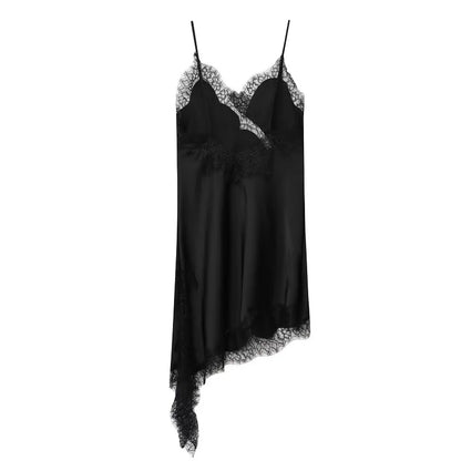Vestido Mini de Renda e Cetim para Mulher – Estilo Sexy e Festa
