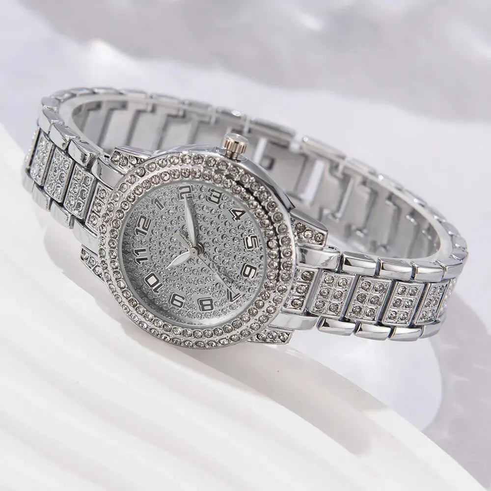 Reloj Elegante para Mujer – Set de 6 Piezas con Pulseras de Aleación y Cristales