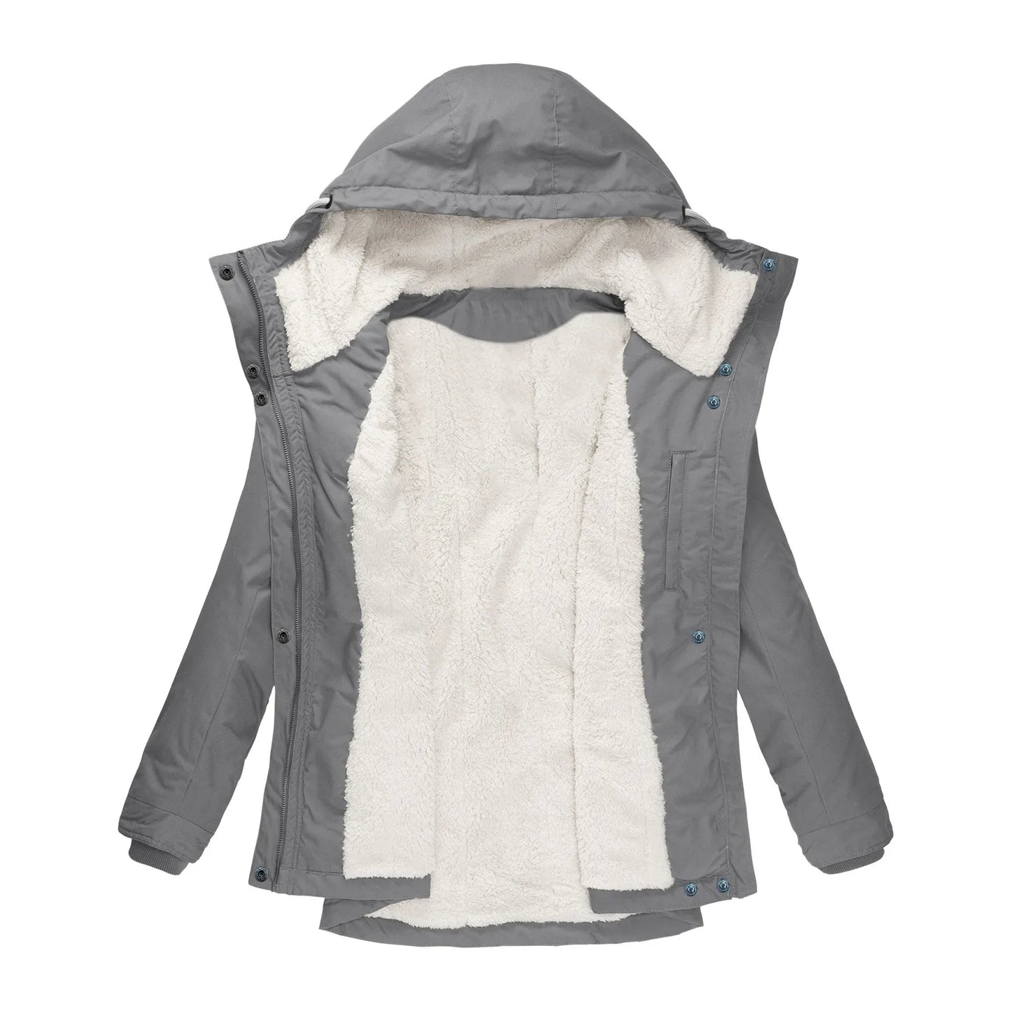 Chaqueta con Capucha y Cremallera para Mujer (Colección 2025/26). Abrigo de Invierno Forrado en Felpa Gruesa, Estilo Parka Casual con Bolsillos