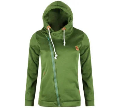 Camisola de desporto com capuz e fecho lateral para mulher
