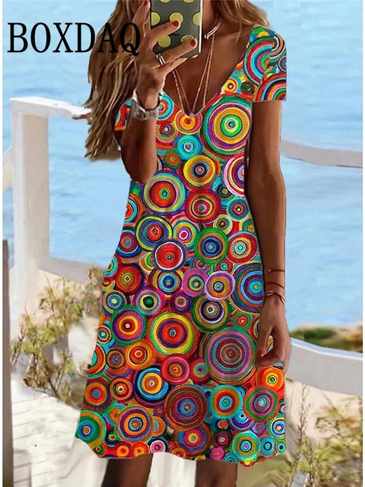 Vestido Feminino de Verão Boho Vintage Largo casual