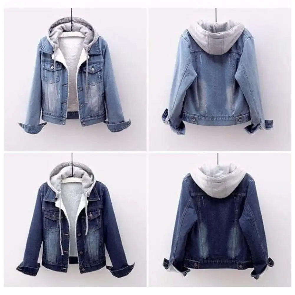 Chaqueta de invierno para mujer estilo chic — abrigo de denim suave y grueso, térmico y disponible en tallas grandes. ❄️🧥
