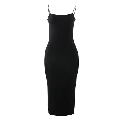 Elegante vestido sexy negro de verano para mujer sin mangas y sin espalda, casual, vestido de fiesta