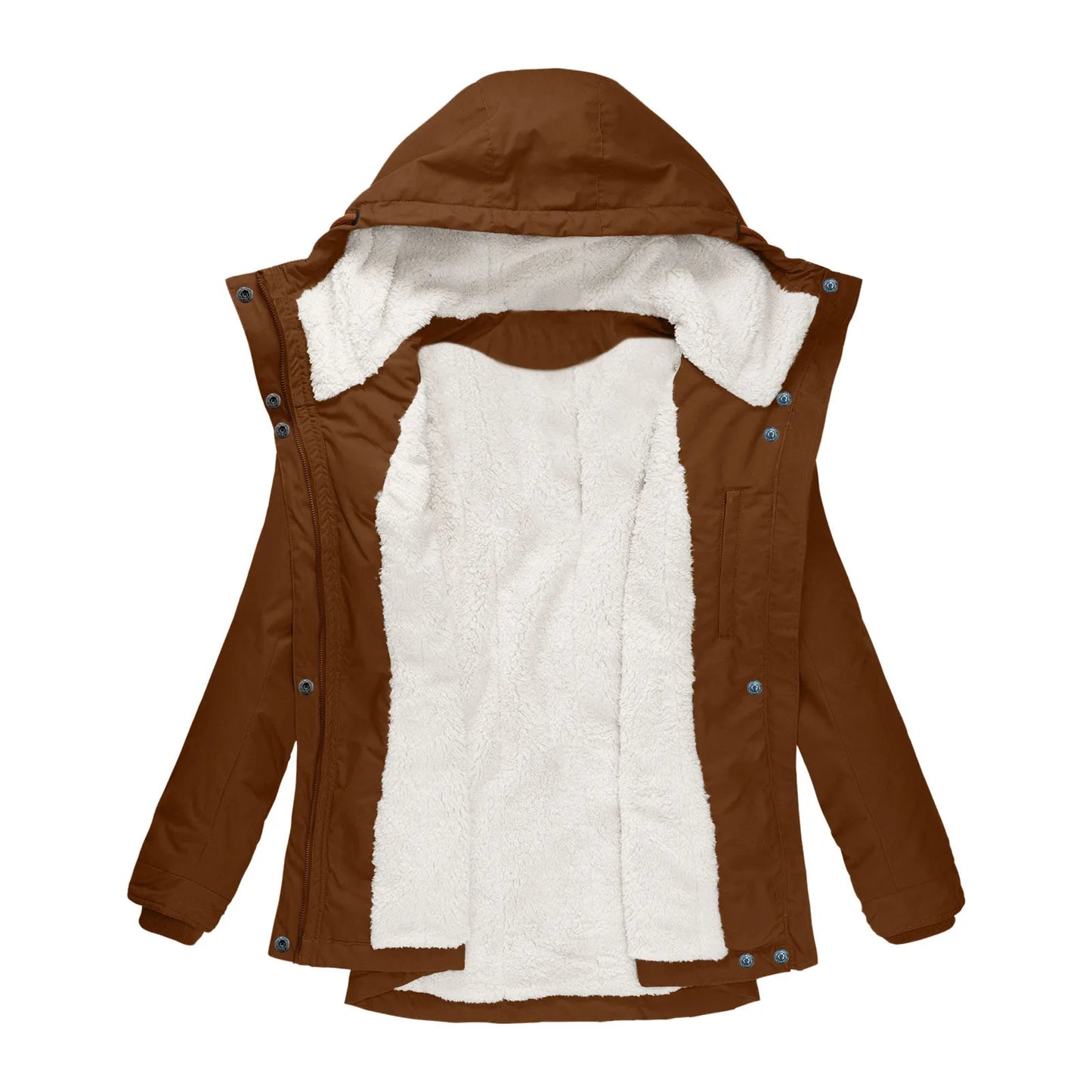 Chaqueta con Capucha y Cremallera para Mujer (Colección 2025/26). Abrigo de Invierno Forrado en Felpa Gruesa, Estilo Parka Casual con Bolsillos