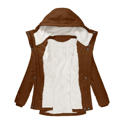 Chaqueta con Capucha y Cremallera para Mujer (Colección 2025/26). Abrigo de Invierno Forrado en Felpa Gruesa, Estilo Parka Casual con Bolsillos