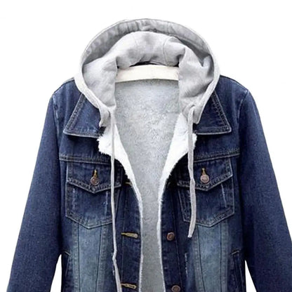 Chaqueta de invierno para mujer estilo chic — abrigo de denim suave y grueso, térmico y disponible en tallas grandes. ❄️🧥