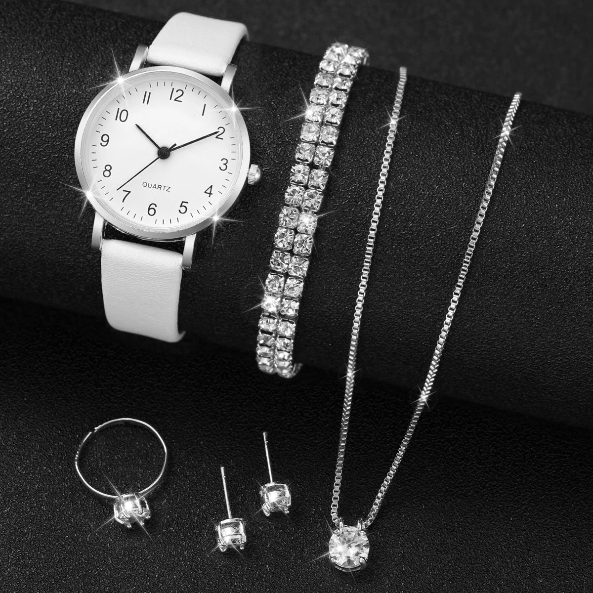 Conjunto Reloj y accesorios de Cuarzo para Mujer – Set de 5/6 Piezas