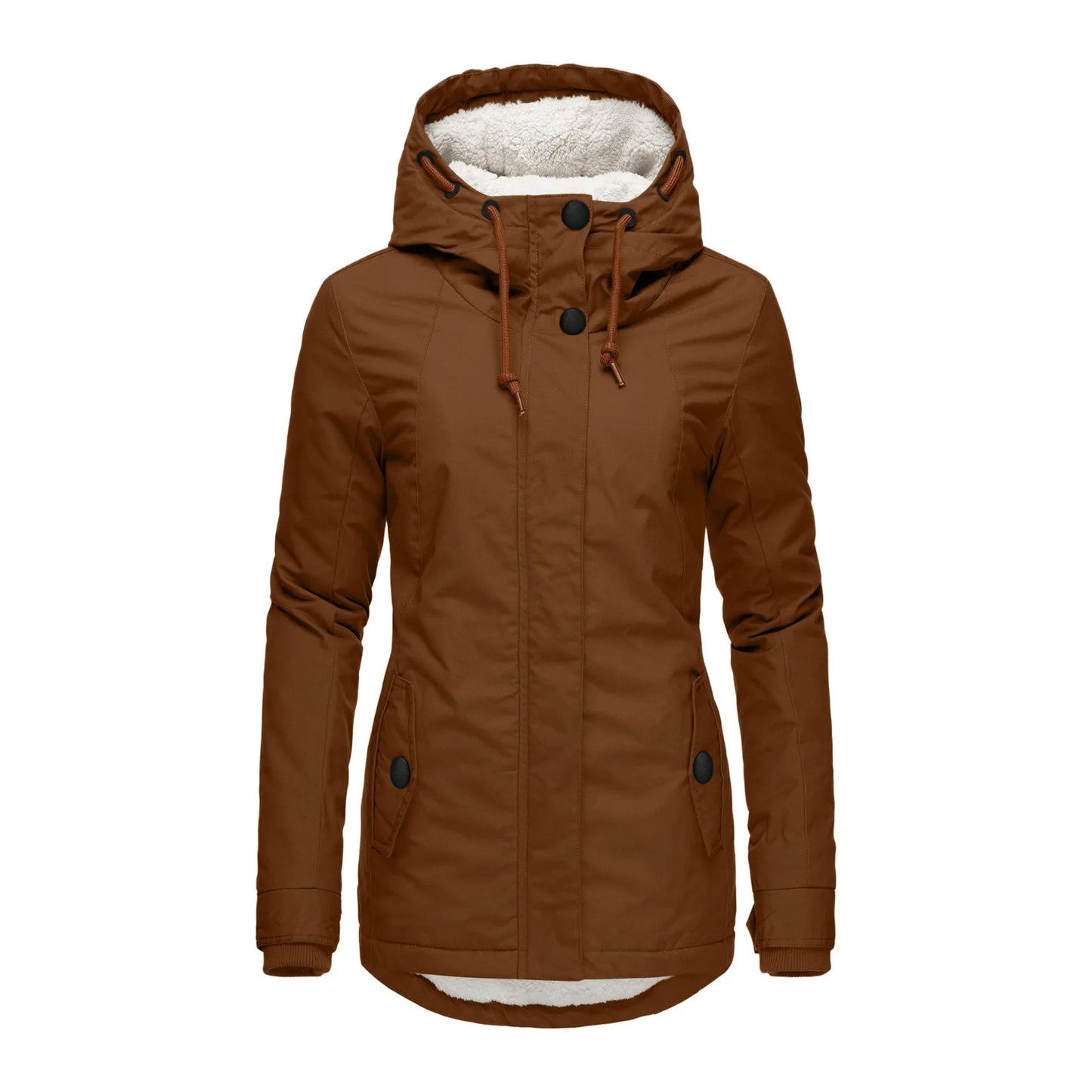 Chaqueta con Capucha y Cremallera para Mujer (Colección 2025/26). Abrigo de Invierno Forrado en Felpa Gruesa, Estilo Parka Casual con Bolsillos