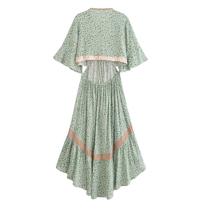 Vestido Boho Queens, com recortes (hollow out), sexy, ideal para praia, com mangas curtas, corte assimétrico