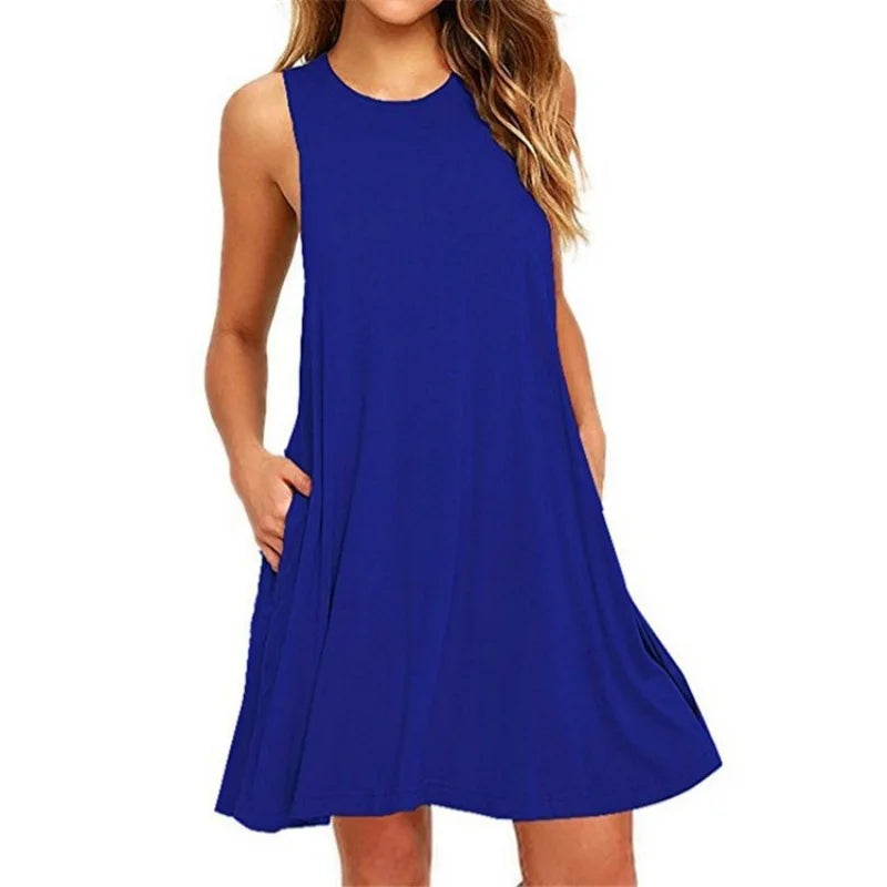 Vestido Feminino de Verão Casual com Bolsos – Estilo T-Shirt
