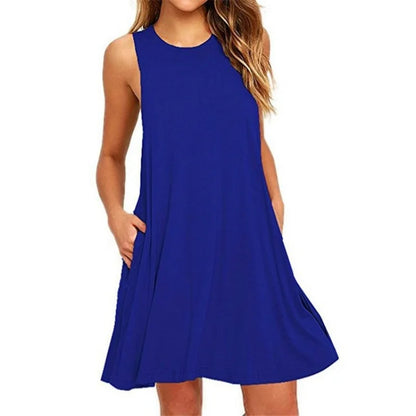 Vestido Feminino de Verão Casual com Bolsos – Estilo T-Shirt