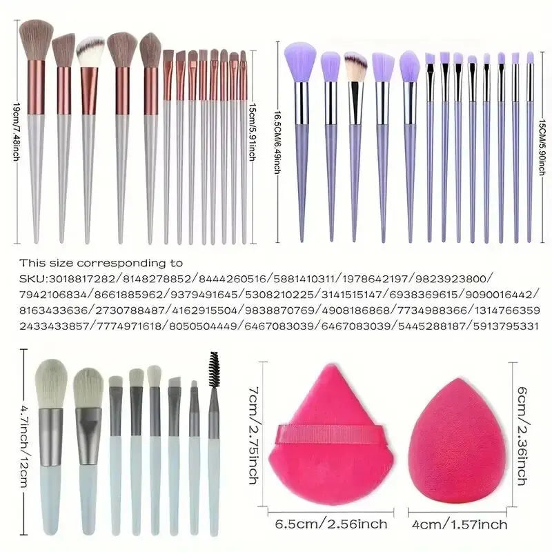 Juego de Brochas de Maquillaje Suaves y Esponjosas Profesionales para Cosméticos – Brochas para Base, Polvo, Sombra de Ojos, Kabuki, Difuminado – Herramienta de Belleza para Maquillaje