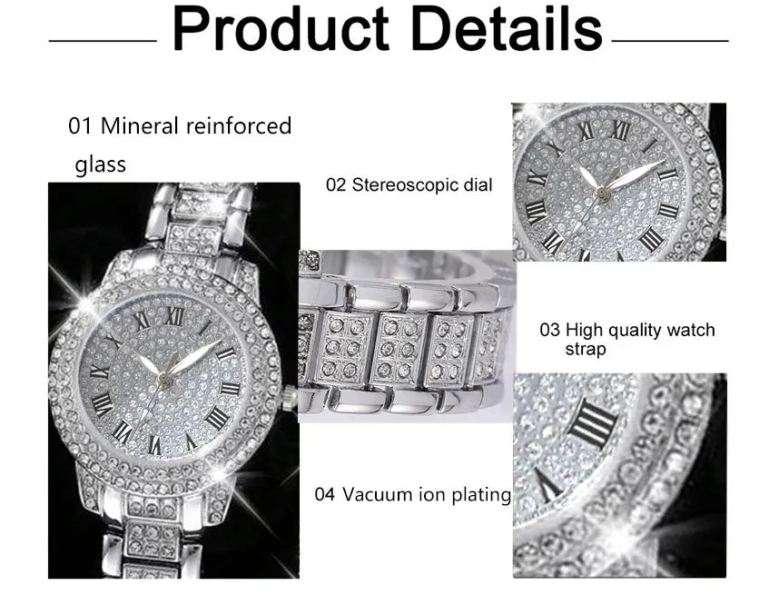 Reloj Elegante para Mujer – Set de 6 Piezas con Pulseras de Aleación y Cristales