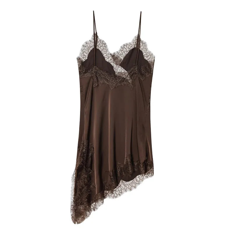 Vestido Mini de Renda e Cetim para Mulher – Estilo Sexy e Festa
