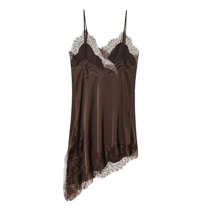 Vestido Mini de Renda e Cetim para Mulher – Estilo Sexy e Festa