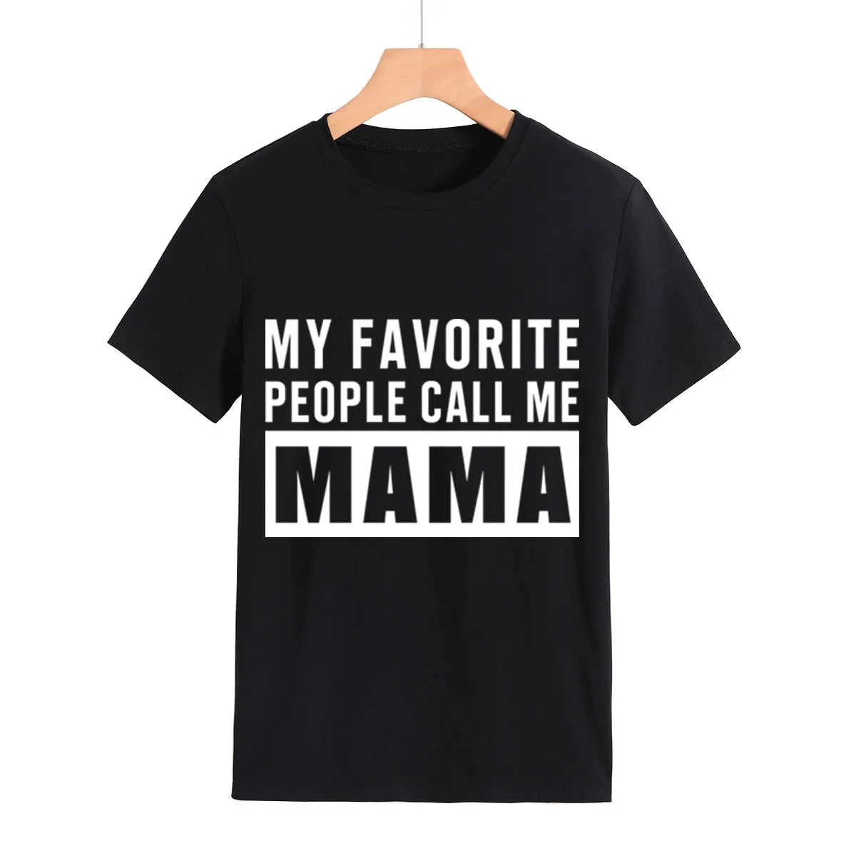 Camiseta con estampado “My Favorite People Call Me Mama”, manga corta, cuello redondo, corte holgado y cómodo, ideal para un look casual y relajado