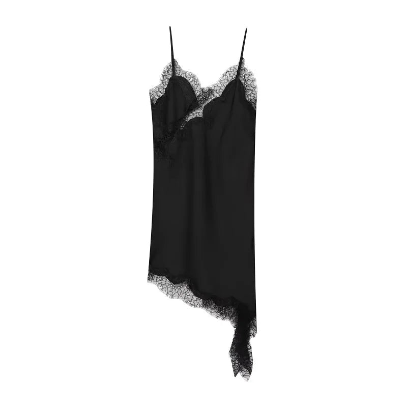 Vestido Mini de Renda e Cetim para Mulher – Estilo Sexy e Festa