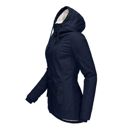 Chaqueta con Capucha y Cremallera para Mujer (Colección 2025/26). Abrigo de Invierno Forrado en Felpa Gruesa, Estilo Parka Casual con Bolsillos